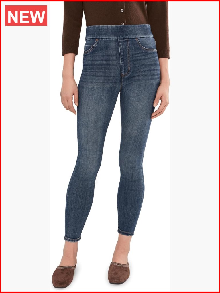 High-Rise Pull-On Ankle Skinny Jeans Regular Fit Stretch Cotton Blend